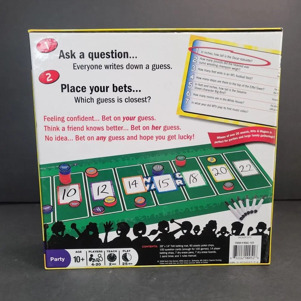Wits & Wagers Deluxe Edition Board Game Party Trivia North Star Games 99% Cpl